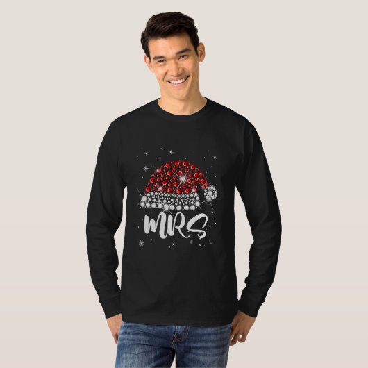 Mr And Mrs Claus Santa Hat Diamond Funny T-shirt (Voorkant volledig)