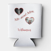 Mr. and Mrs. Custom Last Name Photo Double Hearts Blikjeskoeler (Voorkant)