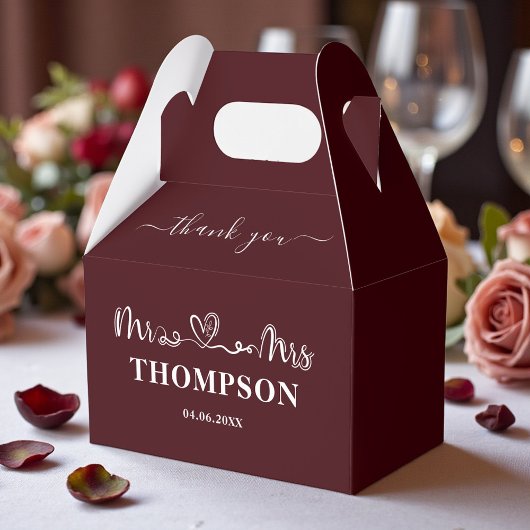Mr and Mrs Elegant Simple | Deep Burgundy Bedankdoosjes