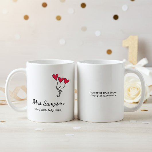 Mr And Mrs Mugs 1st Wedding Anniversary Keepsake Koffiemok