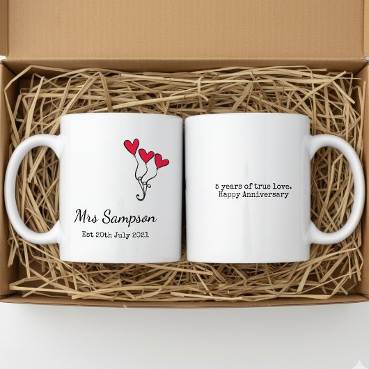 Mr And Mrs Mugs 5th Wedding Anniversary Keepsake Koffiemok