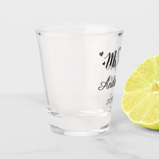 Mr and Mrs - Name - Weddind date Shot Glas (Links)