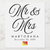 Mr and Mrs Personalized Sicilian Wedding Wijn Etiket (Enkel label)