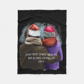 Mr And Mrs Script Couples Christmas T Shirt Fleece Deken (Voorkant)
