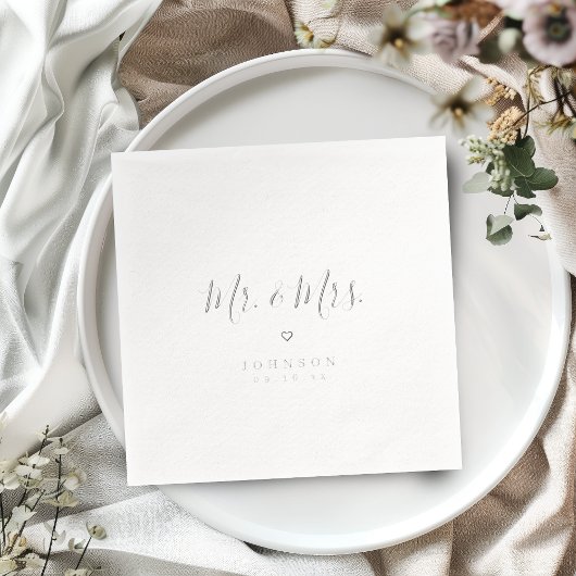 Mr and Mrs simple elegant script wedding Folie Servetten