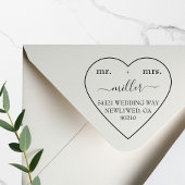 Mr and Mrs Trendy Heart Modern Script Typography Rubberstempel