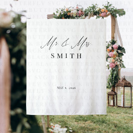 Mr and Mrs Wedding Backdrop Banner | Elegant  Wandkleed