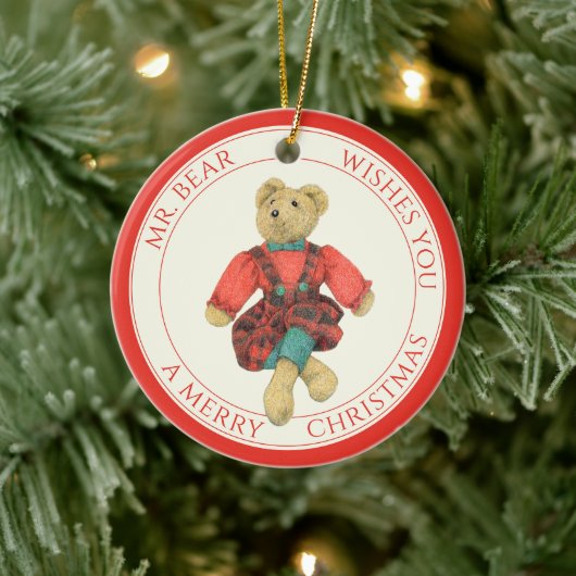 MR. BEAR Keramische Cirkel Ornament + Tekst (Boom)