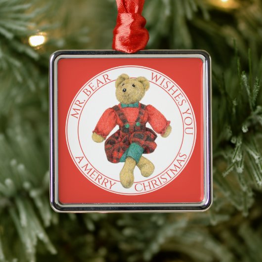 MR. BEAR Premium vierkant ornament + tekst (Boom)