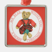 MR. BEAR Premium vierkant ornament + tekst (Voorkant)
