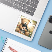 Mr. Bearhug Sticker (Laptop met iPhone)