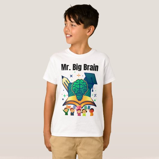  Mr. Big Brain Funny Smart Kids T-Shirt (Voorkant volledig)