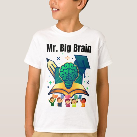 Mr. Big Brain Grappig Slimme Kinderen T-Shirt (Voorkant)