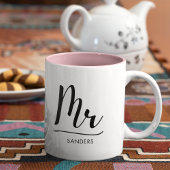 Mr Black Modern Script Monogram Boda Tweekleurige Koffiemok