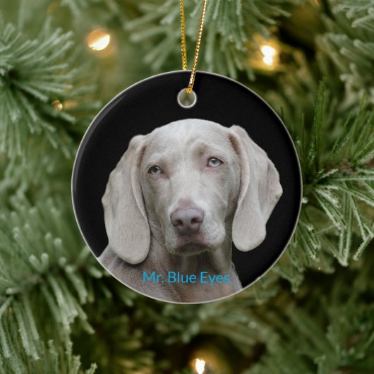Mr Blue Eyes Gepersonaliseerde Foto Weimaraner Hon Keramisch Ornament (Boom)