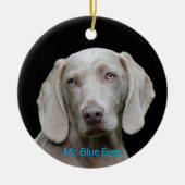 Mr Blue Eyes Gepersonaliseerde Foto Weimaraner Hon Keramisch Ornament (Voorkant)