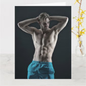 Mr Blue Shorts Hot Guy Groeten Kaart (Gele Bloem)