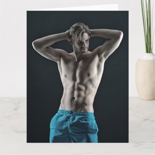 Mr Blue Shorts Hot Guy Groeten Kaart (Voorkant)
