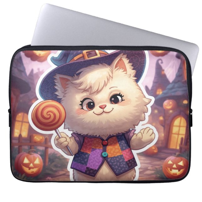 Mr. Bluffy – De zachte bluffmaster van Halloween Laptop Sleeve (Voorkant)