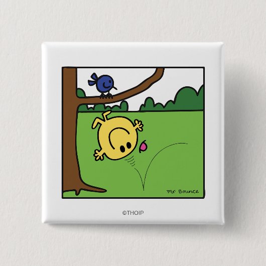 Mr. Bounce in het park Vierkante Button 5,1 Cm (Voorkant)