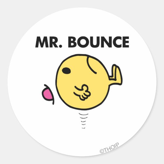 Mr Bounce | Ongelukkig stuiteren Ronde Sticker (Voorkant)