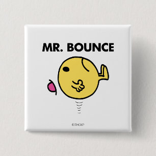 Mr Bounce Ongelukkig stuiteren Vierkante Button 5,1 Cm