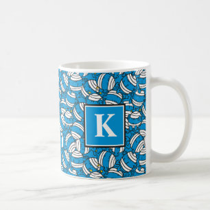 Mr Bump   Blauw verwardingspatroon   Monogram Koffiemok