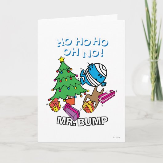 Mr Bump die een kerstboom decoreert Feestdagen Kaart (Voorkant)