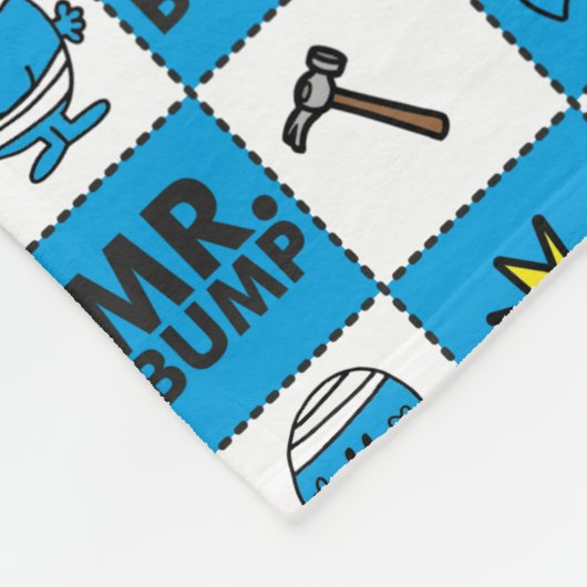 Mr Bump | Mozaïek in blauw patroon | Monogram Fleece Deken (Hoek)