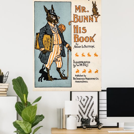 Mr Bunny, zijn boek - Adam L. Sutton Poster (Thuiskantoor)