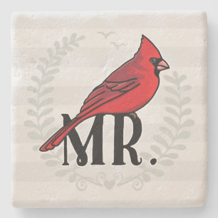 Mr. Cardinaal Mr. en Mrs. Stenen Onderzetter