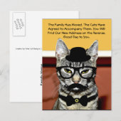 Mr. Cat kondigt verhuizing aan met nieuw adres Aankondigingskaart (Voorkant / Achterkant)