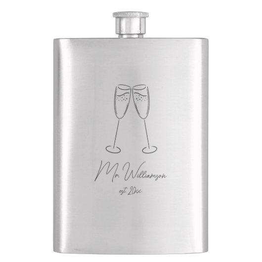 Mr Champagne Glazen Bruidegom Wedding Pas getrouwd Flacon (Voorkant)