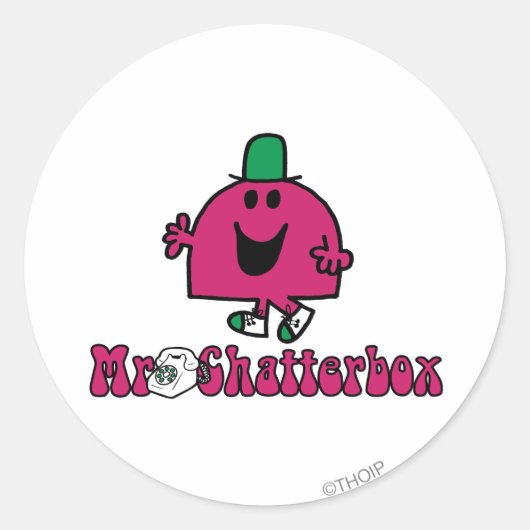 Mr Chatterbox Logo & Telefoon Ronde Sticker (Voorkant)