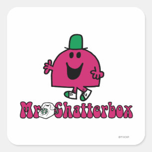 Mr Chatterbox Logo & Telefoon Vierkante Sticker