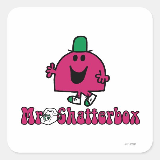 Mr Chatterbox Logo & Telefoon Vierkante Sticker (Voorkant)