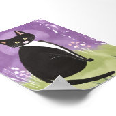 Mr. Chonk | Tuxedo Cat Purple Watercolor Poster (Hoek)