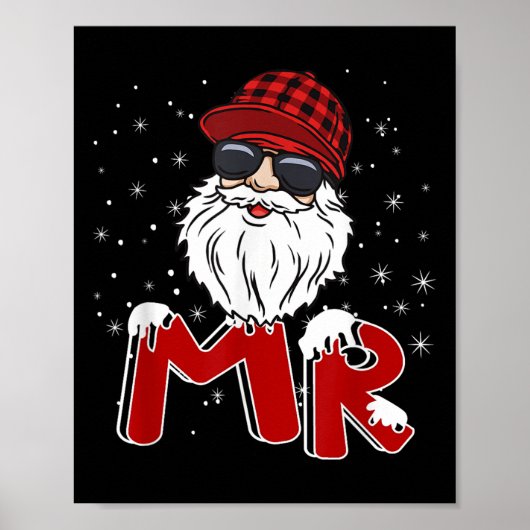 Mr Claus Costume Christmas Funny Santa Hat Family  Poster (Voorkant)