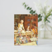 Mr Claus en Santa's Elves bakken koekjes Feestdagenkaart (Staand voorkant)