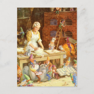 Mr Claus en Santa's Elves bakken koekjes Feestdagenkaart