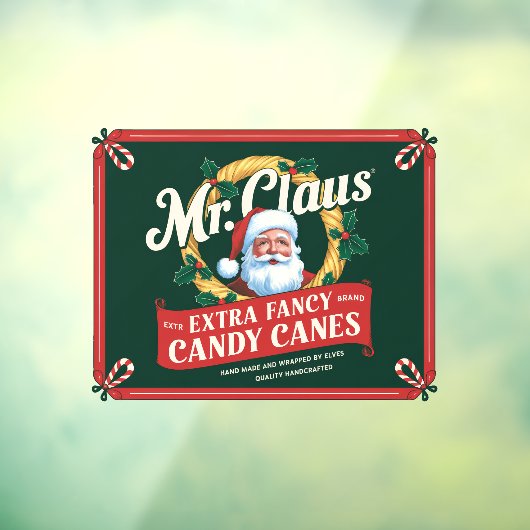 Mr Claus extra fancy snoepstokken Raamsticker (Vel 3)