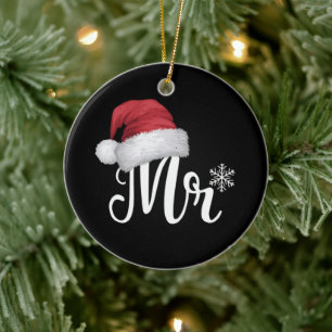 Mr Claus Koppels Matching Kerstmis Pyjama Santa Keramisch Ornament