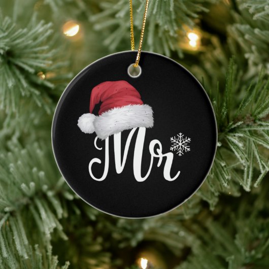Mr Claus Koppels Matching Kerstmis Pyjama Santa Keramisch Ornament (Boom)