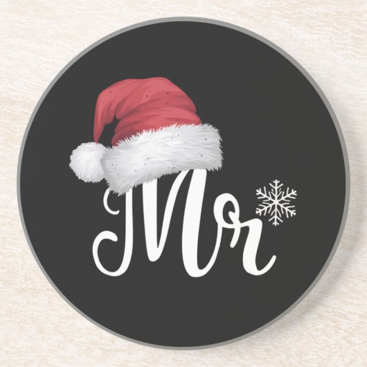 Mr Claus Koppels Matching Kerstmis Pyjama Santa Zandsteen Onderzetter (Voorkant)