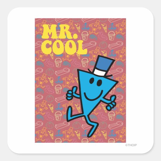 Mr Cool | Kleurrijke achtergrond Vierkante Sticker (Voorkant)