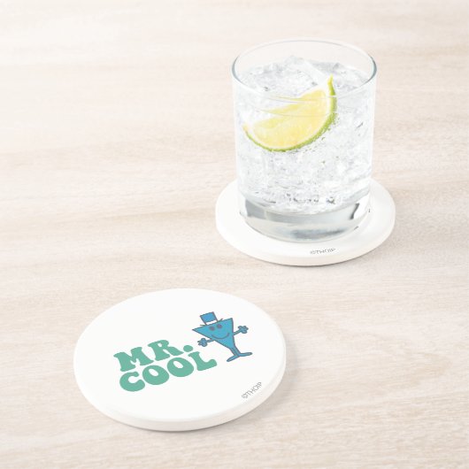Mr Cool | Logo-ontwerp Zandsteen Onderzetter (Zijkant)