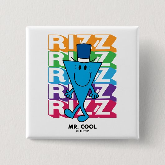 Mr Cool Rizz Vierkante Button 5,1 Cm (Voorkant)