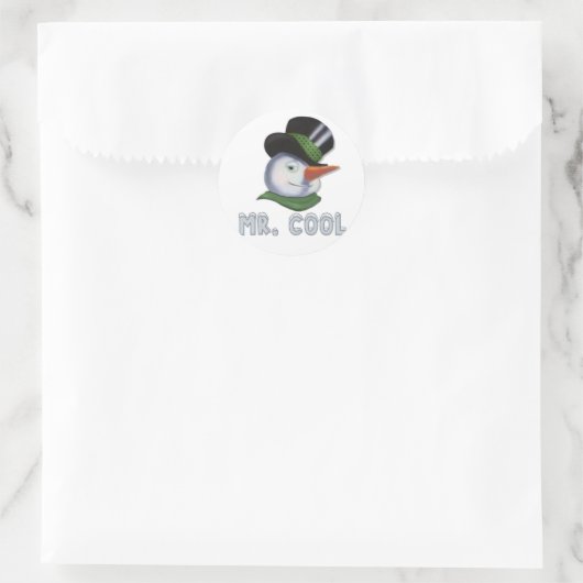 Mr Cool - Sneeuwman Ronde Sticker (Tas)