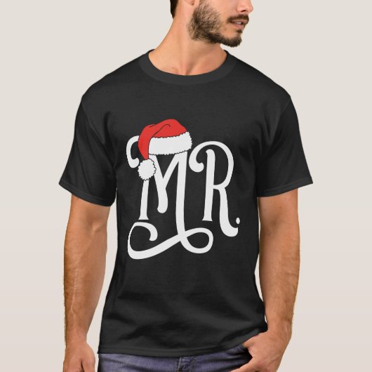 Mr Couples Kerstman Pet Mr en Mrs T-shirt (Voorkant)
