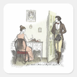 Mr. Darcy bezoekt Jane Austen Pride en Prejudice Vierkante Sticker